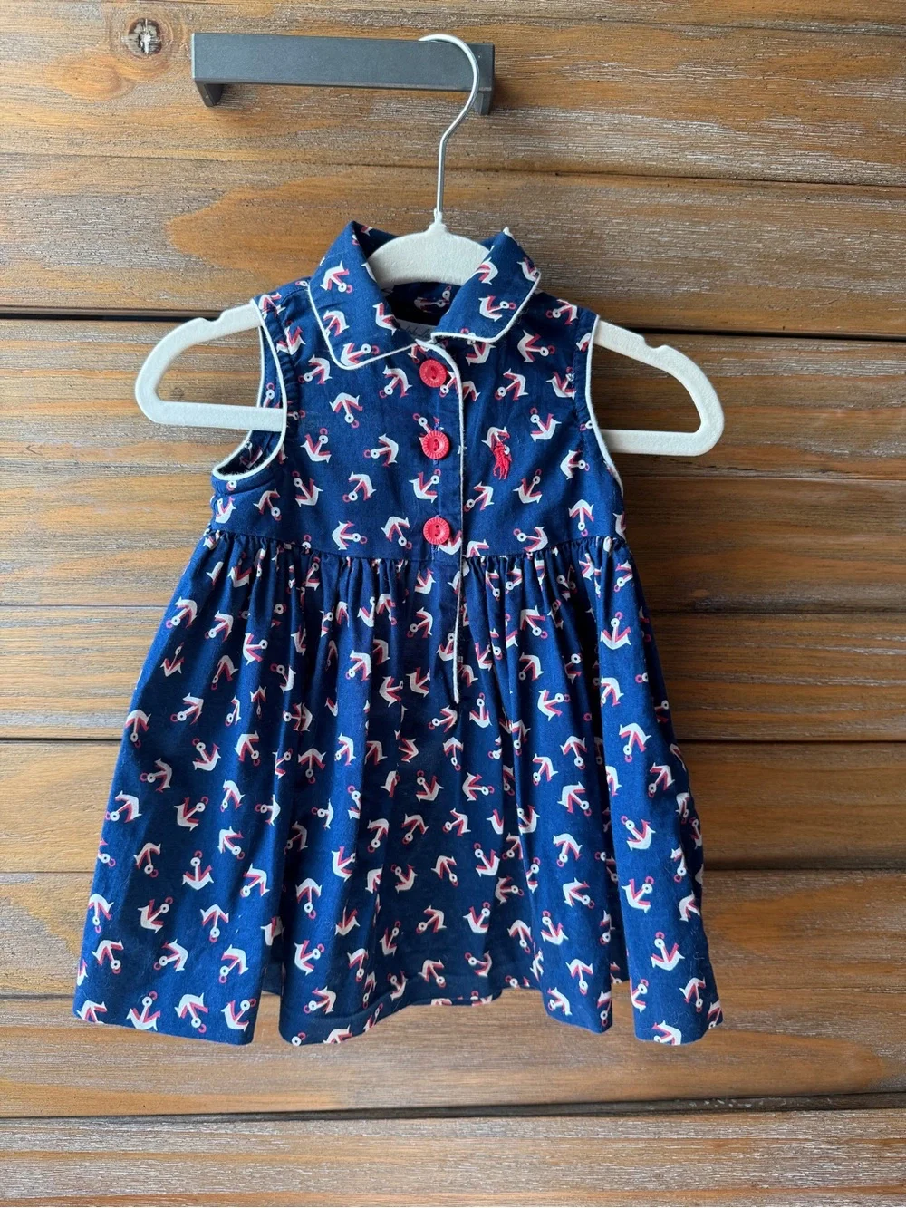 Ralph Lauren Navy Dress with Red and White Anchor Print